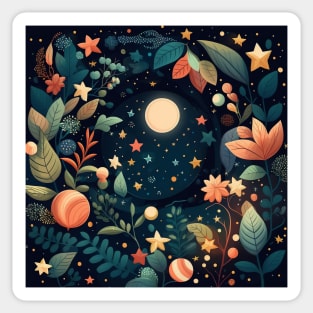 14. Celestial Bohemian Flowers Aesthetic Design Stars Moon Floral Cosmic Pattern Sticker